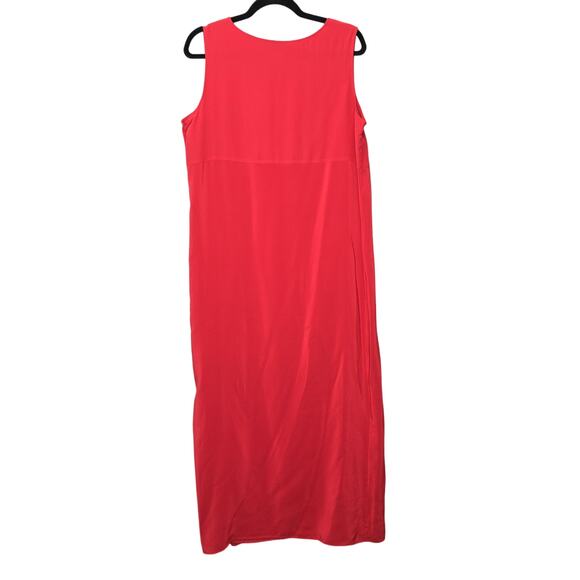 Diane Gilman Dress Womens Medium Red 100% Silk Sleeveless Maxi Side Slit Tank - Picture 2 of 10